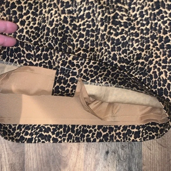 J‎ Crew Skirt Womens 00 Black Brown Leopard Print Pencil Back Zip Stretch Lined - Picture 5 of 7